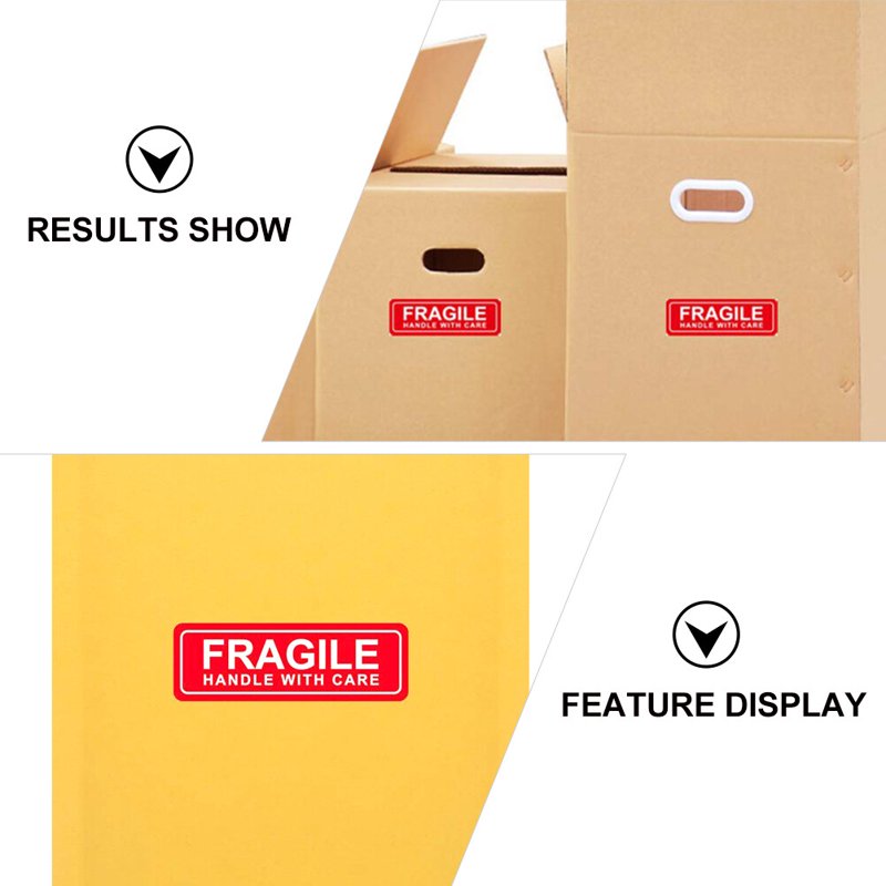 150pcs Handle with Care Shipping Labels - Fragile Moving Stickers (Red)