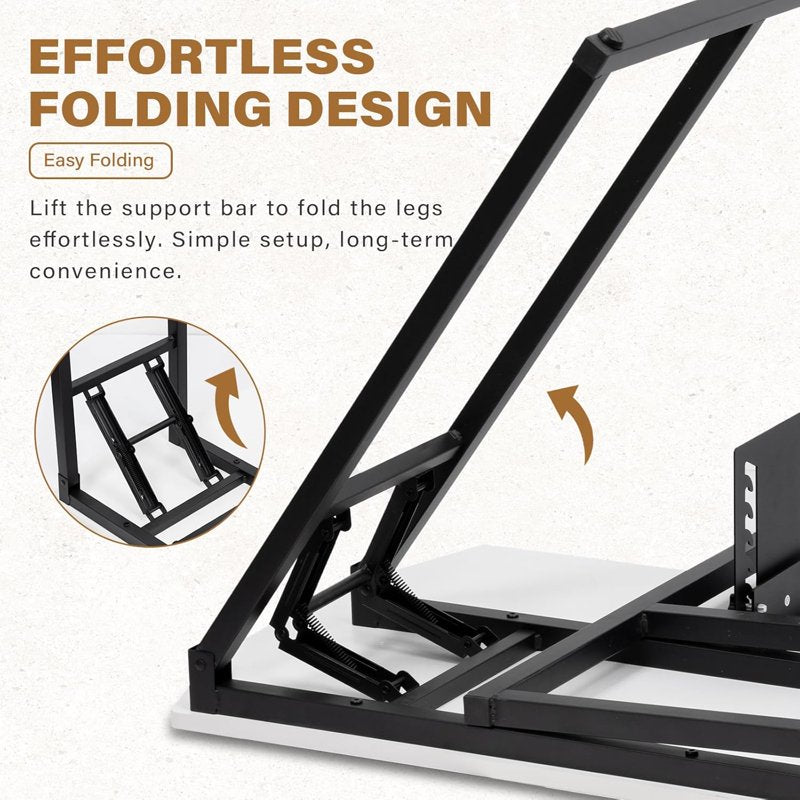 Portable Folding Sewing Table with Adjustable Shelf - Multipurpose Craft & Sewing Machine Workstation