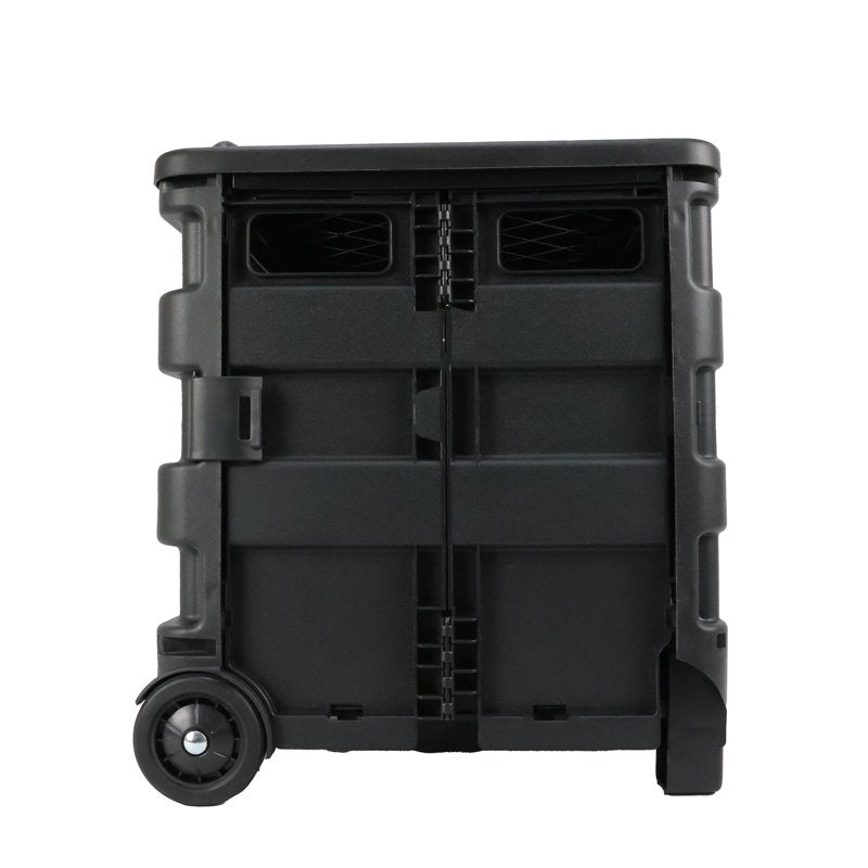 Collapsible Rolling Craft Cart with Lid - Black, Portable Storage Organizer