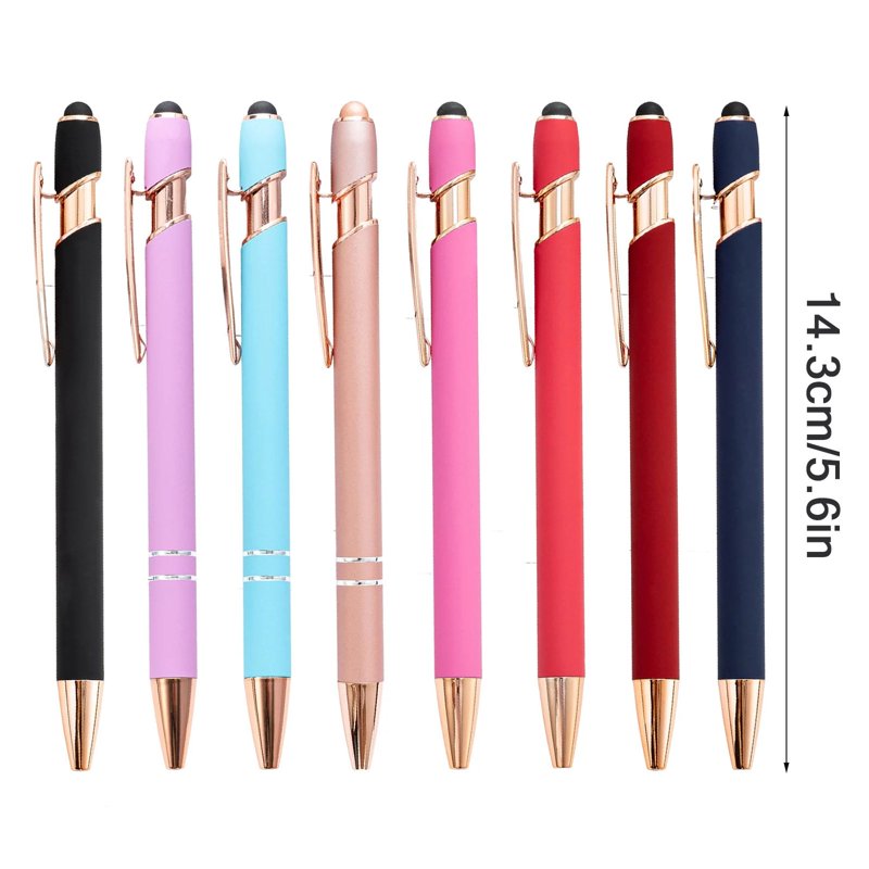 12 Pack Metal Stylus Ballpoint Pens for Women with Black Ink & Stylus Tip