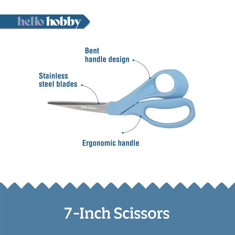 7-Inch Bent Scissors for Crafting and Sewing – Sharp Stainless Steel, Ergonomic Handle