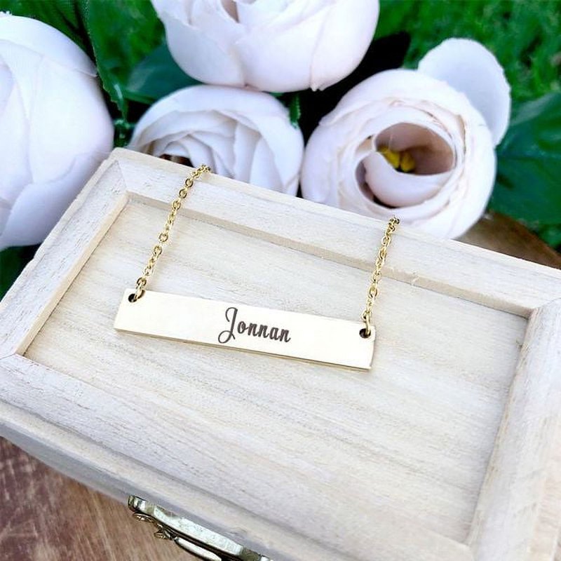 Personalized Stainless Steel Name Necklace Engraved Gift for Mom Her - Custom Birthday Christmas Anniversary Jewelry
