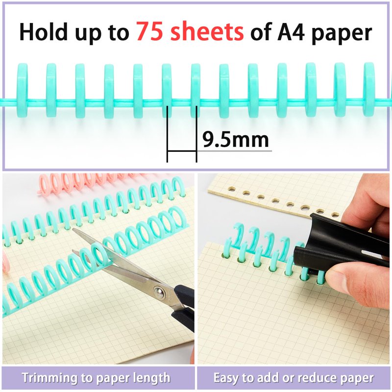 Manual 10-Hole Binding Machine for Planners and Notebooks with Multi-Color Spines