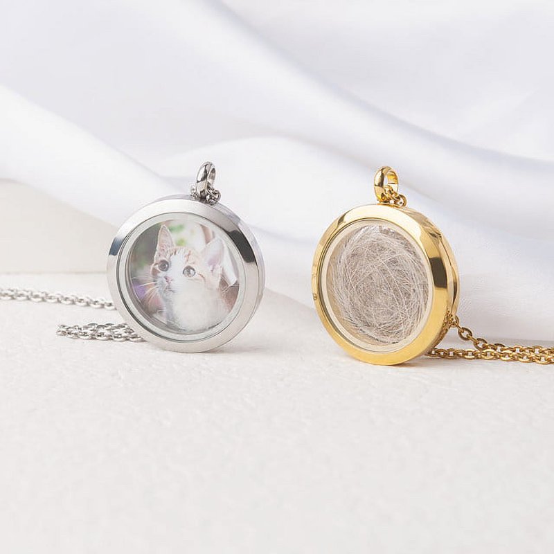Personalized Pet Photo Necklace - Memorial Locket with Photo Option
