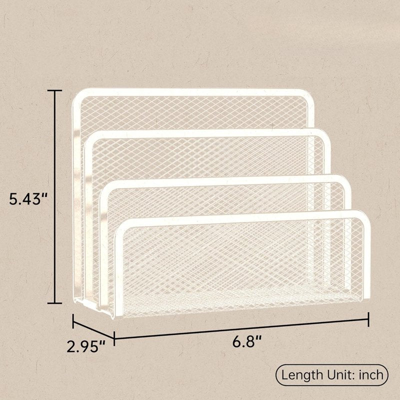 Mesh Metal Mail Organizer with 3 Slots - Desktop File Holder for Office & Home