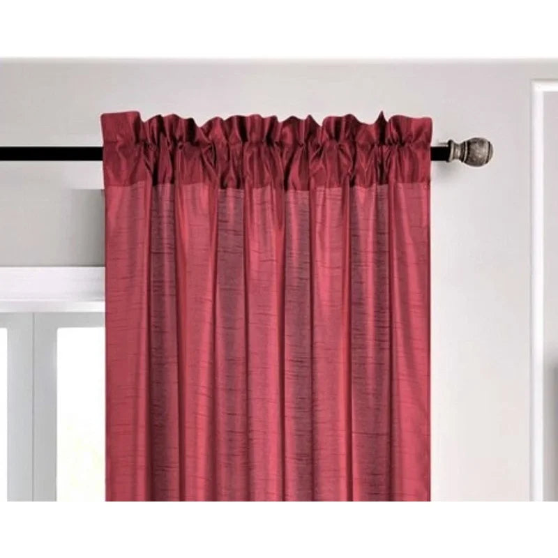 Semi-Sheer Faux Silk Window Curtains Set - 2 Pack, Multiple Colors, 84" Length