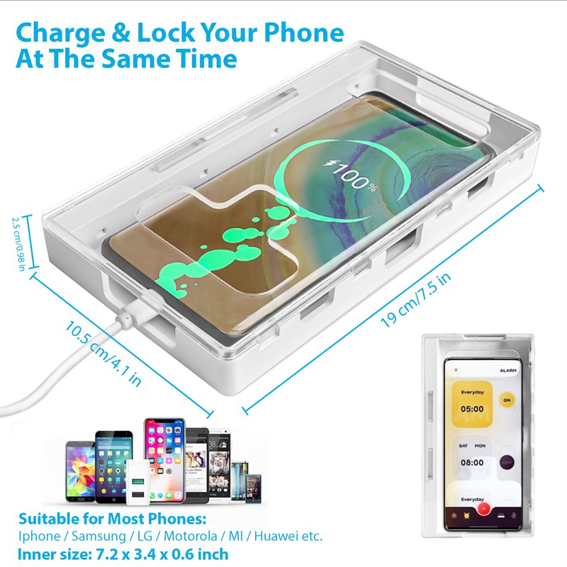 Portable Cell Phone Lock Box for Screen Time Control - Key Locking Container for iPhone & Samsung