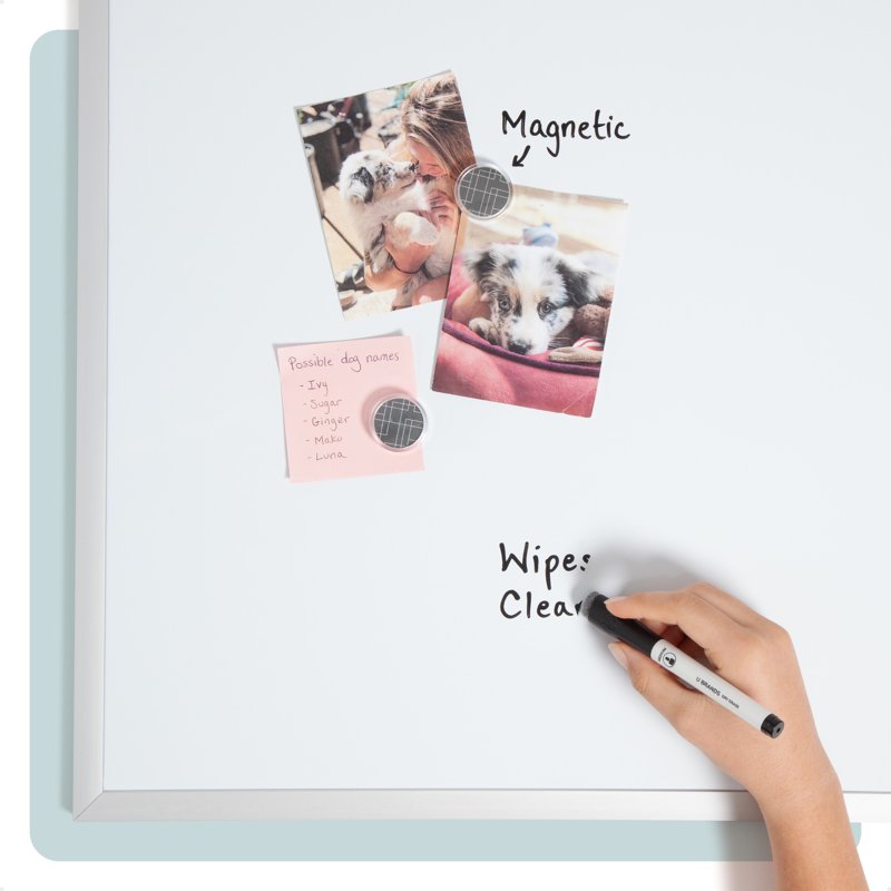 Magnetic Dry Erase Whiteboard - 35x23 inch Office & Classroom Board with Metal Frame