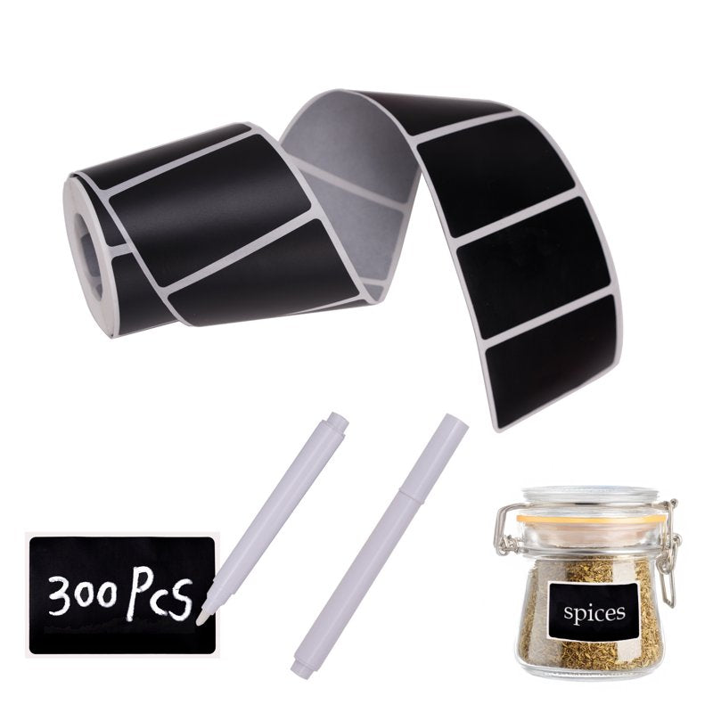 Reusable Waterproof Chalkboard Labels with Markers - 300 Pack for Jars Bins & Organization