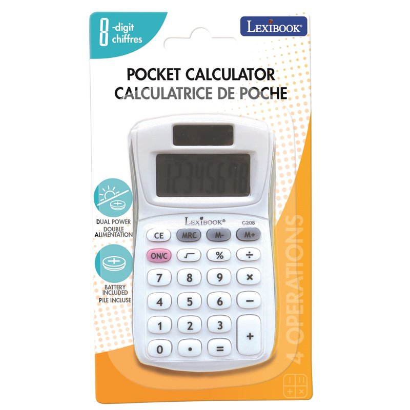 Last Digit Erase Desktop Calculator - 8-Digit Solar Pocket Calculator White