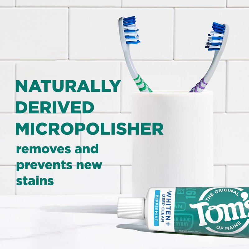 Whiten Plus Deep Clean Toothpaste with Fluoride, Peppermint - 4.0 oz (Peppermint) Tom’s of Maine