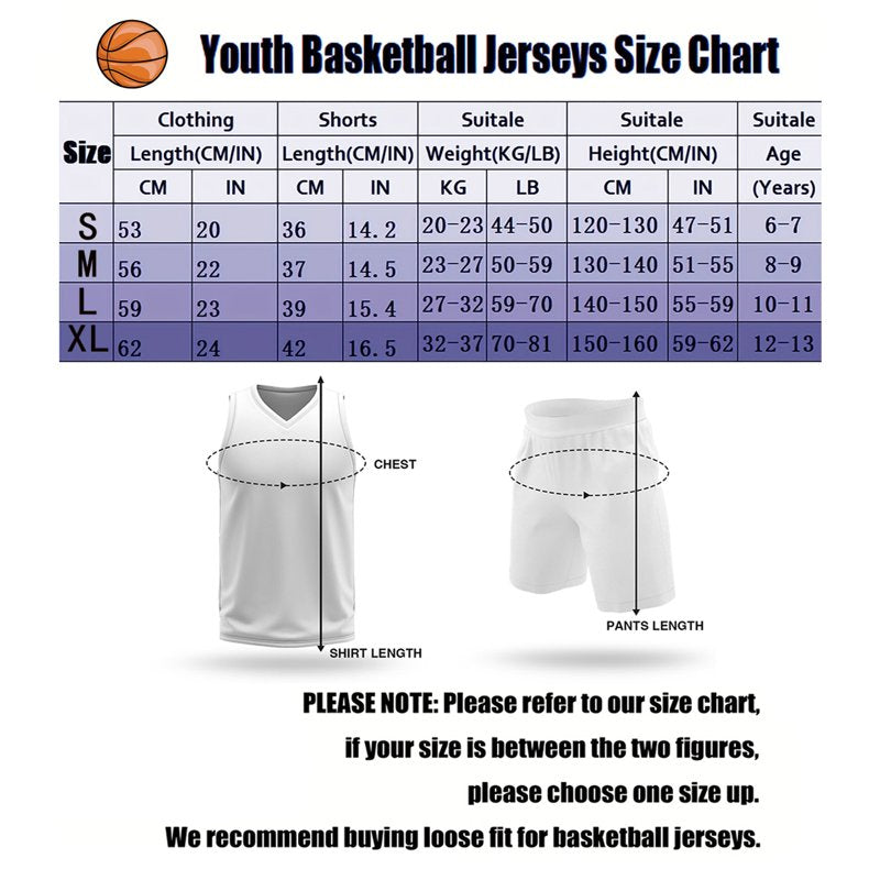 Youth Basketball Uniform Set for Boys - 3-Piece Sports Training Jersey Shorts Socks
