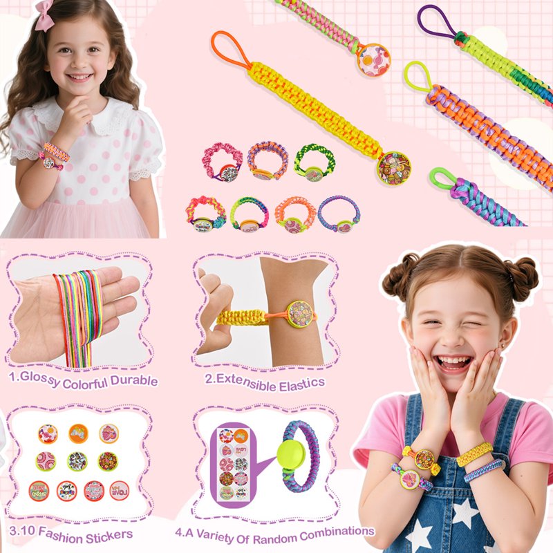Friendship Bracelet Making Kit for Girls Ages 8-12 Pink Craft Set