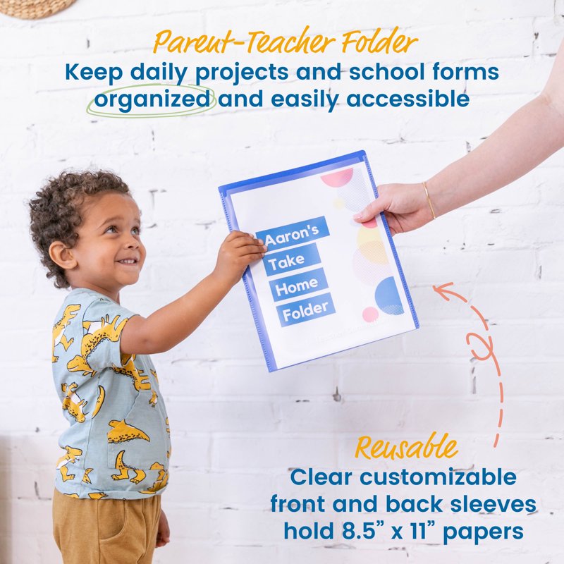 2-Pocket Classroom Communication Folders Bulk Pack - Durable Plastic School Files