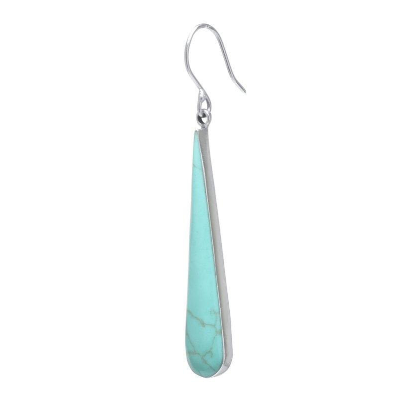 Sterling Silver Teardrop Earrings with Simulated Turquoise for Women & Teens