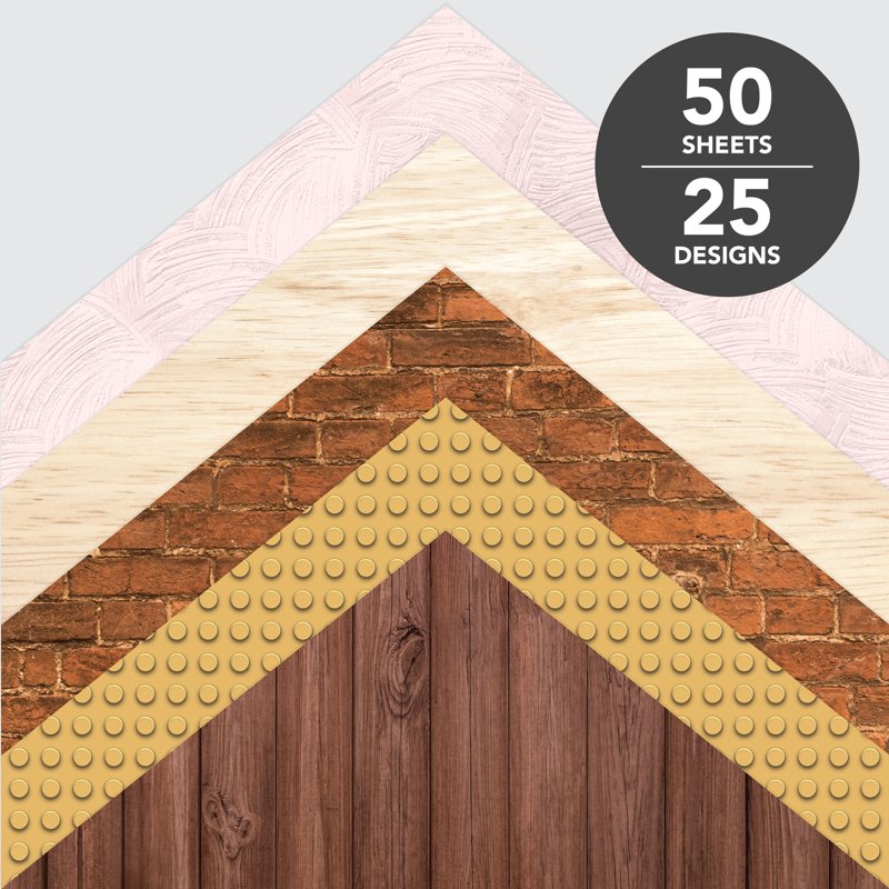 Texture Paper Pad for Crafts 12x12 inches 50 Sheets - Wood Grain Cork Grass Design