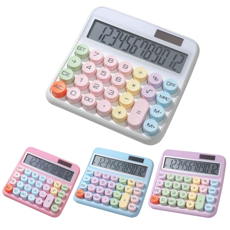 Mechanical Calculator 12 Digit Retro Style Solar & Battery Powered Office & School Use