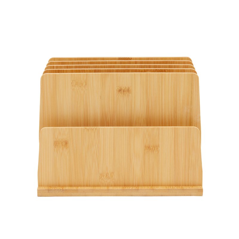 Bamboo Mail Holder with 5 Slots - Desktop File Organizer for Office & Home