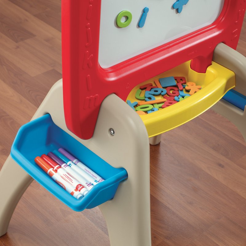 Kids Art Easel with Magnetic Whiteboard and Chalkboard - Double-Sided Toddler Art Station