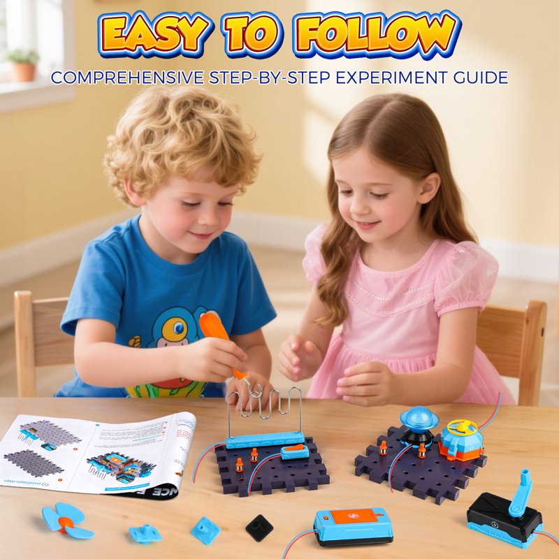 Kids STEM Science Kit with Circuit Board Light & Music - Electronics Exploration Toy for Ages 8+