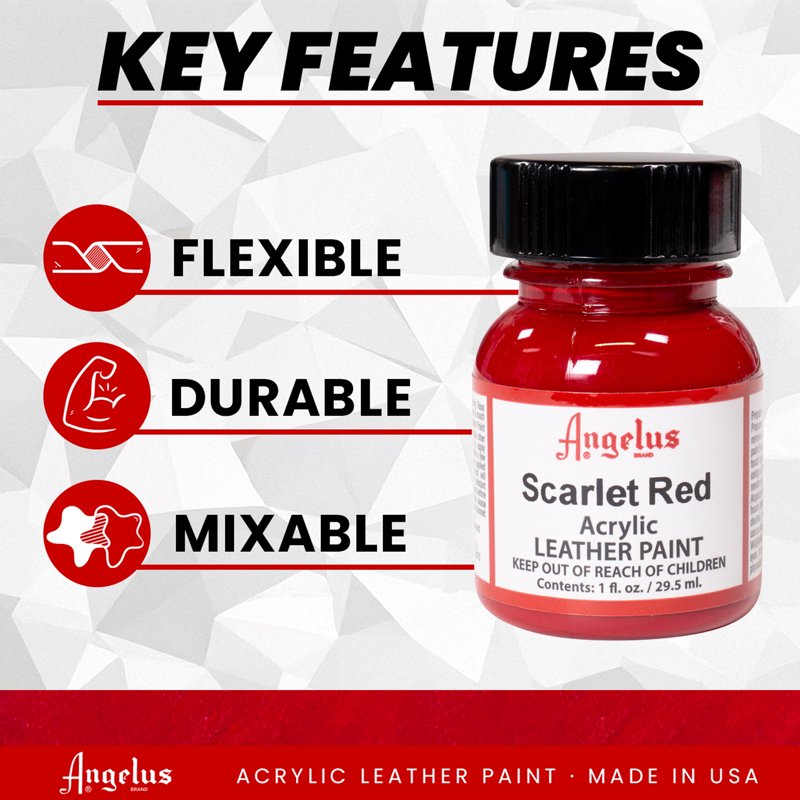 Acrylic Leather Paint - 1 oz. Scarlet for Shoe & Bag Customization