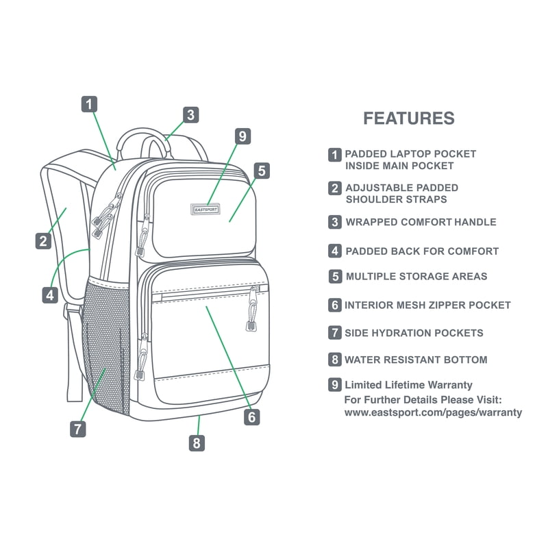 Unisex 17-Inch Aurora Core Backpack with Laptop Sleeve and Water-Resistant Bottom