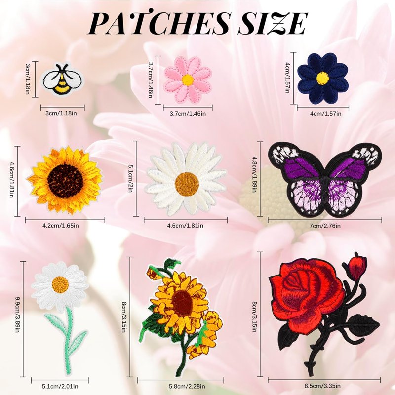 Embroidered Iron-On Patches Set for Clothes and DIY Crafts - 72 Pieces