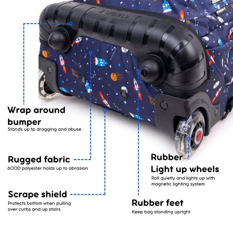 Kids Rolling Backpack with Insulated Lunch Bag – School & Travel Wheeled Kids Bag