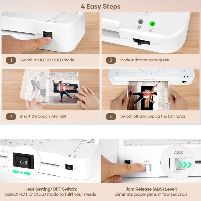 A3 Laminator Machine with Cold & Hot Modes, 13-Inch Paper Size, Includes 5 Sheets