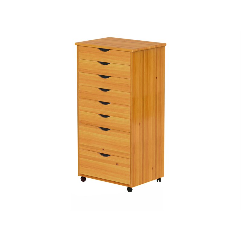 Solid Wood Storage Cart with 6+2 Drawers - Mobile Utility & Craft Organizer
