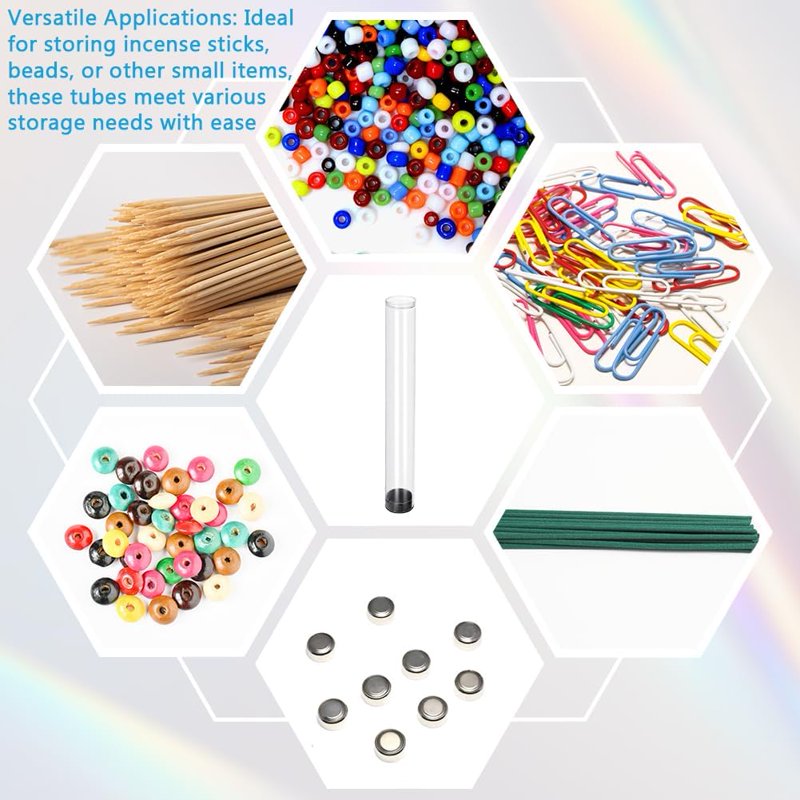 6pcs Clear Plastic Storage Tubes 7 Inch with Black Flat Bottom Lids - Bead & Craft Container