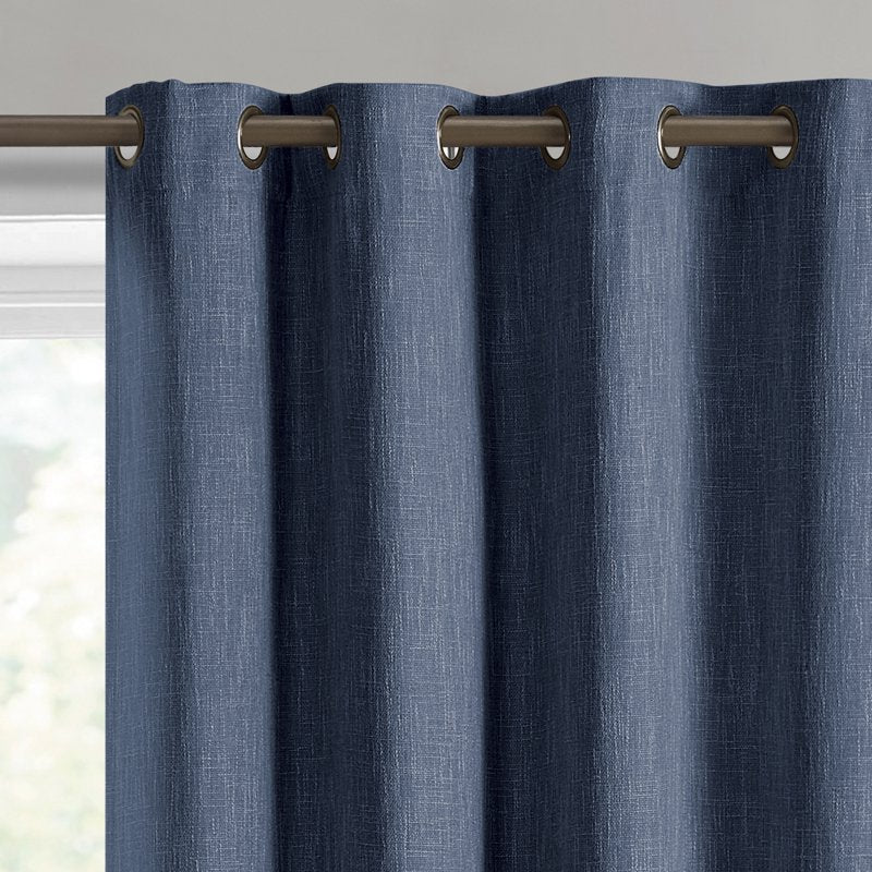Blackout Grommet Curtain Panel - Textured Woven Window Treatment, 50x108 inches