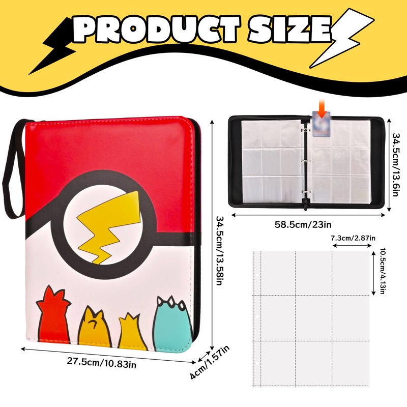 9-Pocket Card Binder Album with 50 Removable Sleeves, Leather Storage for Collectible Cards