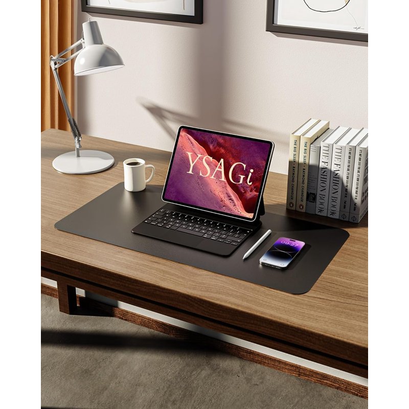 Large Leather Desk Pad Protector - Waterproof Non-Slip Office Mouse Mat, 23.6 x 13.8 inches