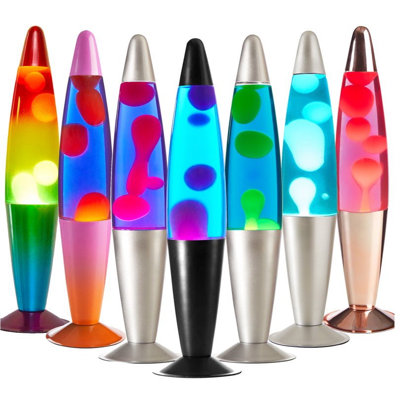 16-Inch Rainbow Motion Volcano Lamp with White Wax & Colorful Base