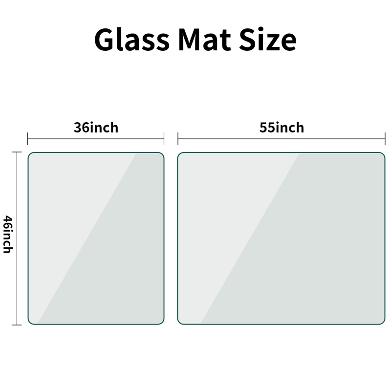 Tempered Glass Office Chair Mat for Carpet & Hardwood Floors — Clear, Protects Surfaces