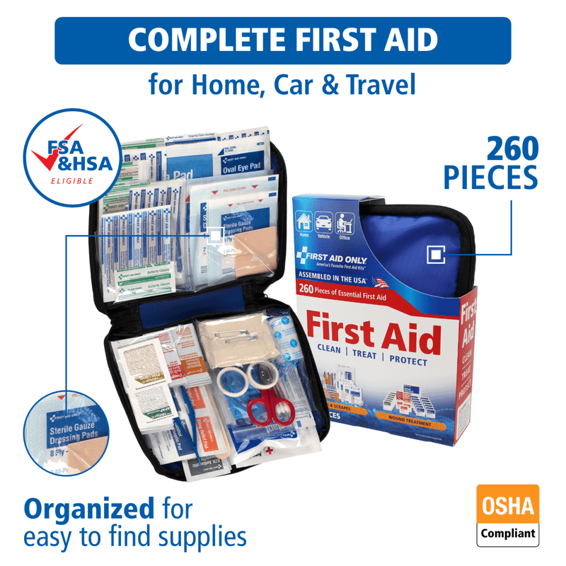 All-Purpose Emergency First Aid Kit 260 Pieces for Home, Travel & Work