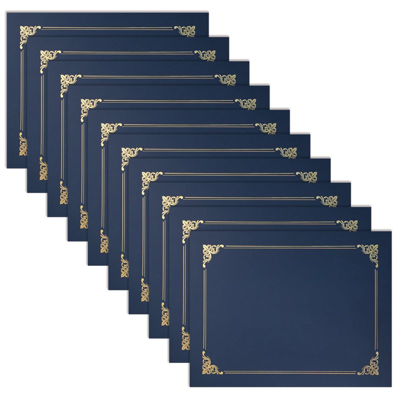 50 Pack Certificate Holders with Gold Foil Border for Letter Size Documents