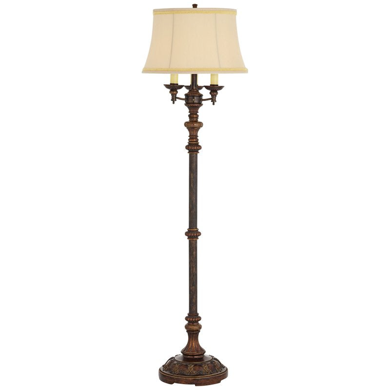 Traditional Floor Lamp with Candelabra Style 4-Light Bell Shade - 64.5" Tall