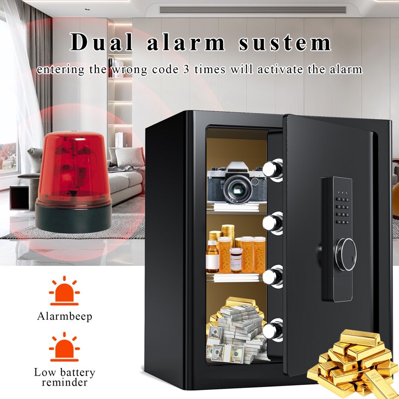 Small Home Safe with Waterproof Fireproof Bag Electronic Keypad Lock 2.0 Cu Ft
