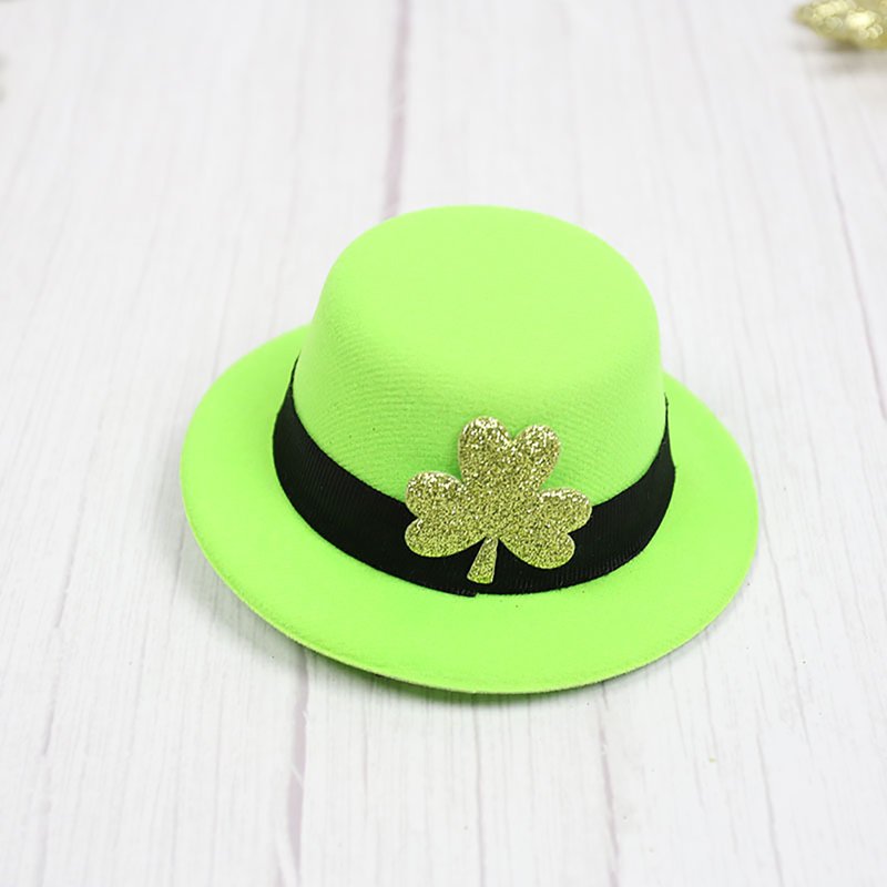 St. Patrick's Day Green Top Hat with Shamrock for Adults & Kids - Party Accessory