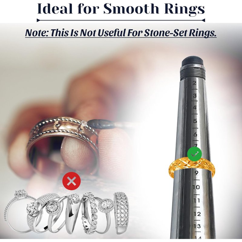 Manual Ring Stretcher and Adjuster for Gold Silver Platinum Jewelry - Sizes 2-14
