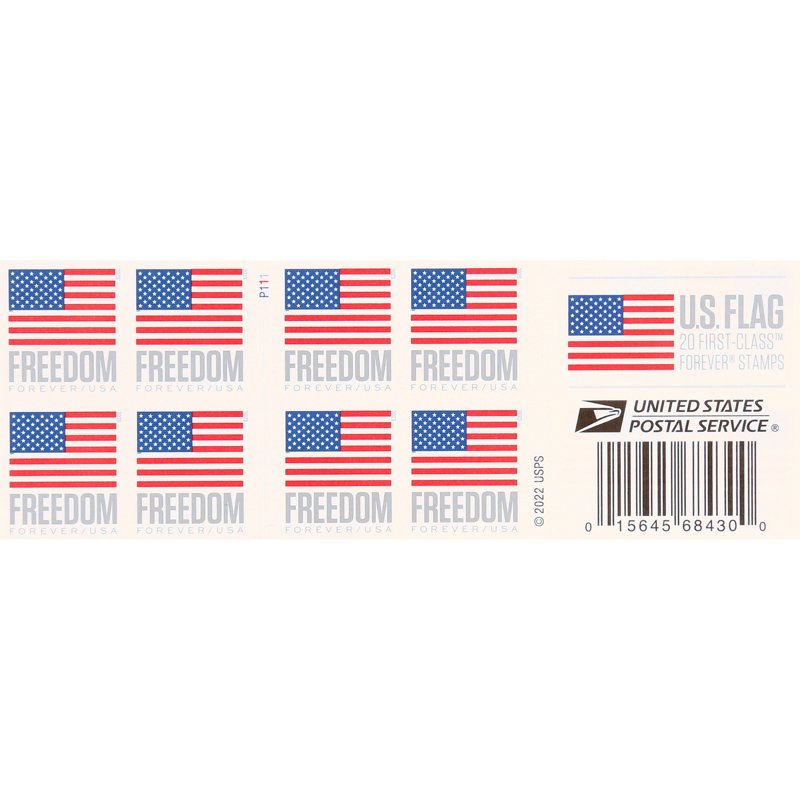 USPS 2023 Freedom Flag Postage Stamp Book of 20 Patriotic USA Forever Stamps
