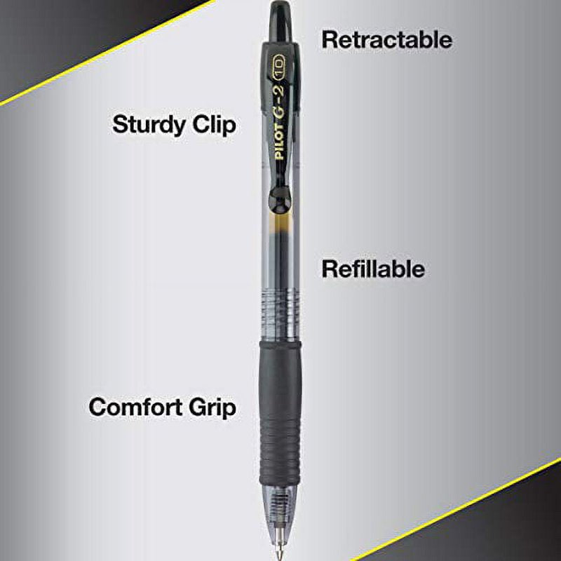 Gel Pen Set - 48 Black Retractable Gel Pens with Bold 1.0mm Point