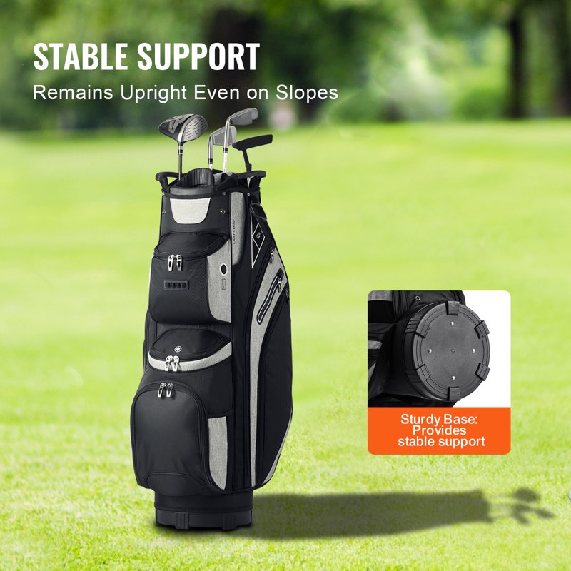 KFFKFF Golf Bag for Carts 14-Way Top Divider, 36" 13 Pockets, Dust Cover, Removable Straps, Black/Gray