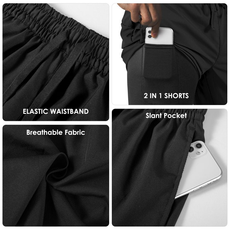 Men's Athletic Shorts with Liner - 7-Inch Inseam, Quick-Dry, Supportive Workout Gear
