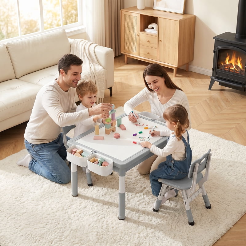 Kids Activity Table and Chair Set for Drawing and Play - Sturdy Multi-Use Children's Furniture