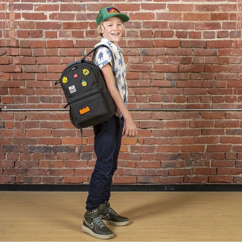 Customizable Unisex Patch Backpack with 46 LEGO Patches - Black
