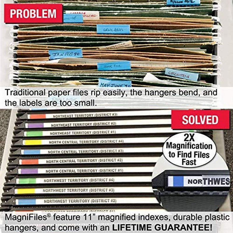 Extra Capacity Hanging File Folders with Box-Bottom & Security Cord - Set of 4