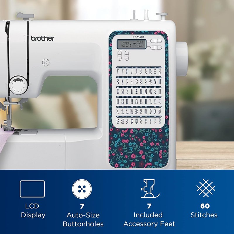 Computerized Sewing Machine with 60 Stitches, LCD Display & 7 Feet - Durable Metal Frame